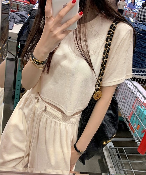 Girly Doll セットアップ クロップドTシャツ＆ワイドイージー