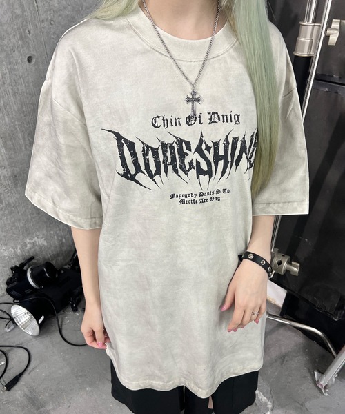 tシャツ ダーティ加工メタルロゴビッグT レディース メンズ