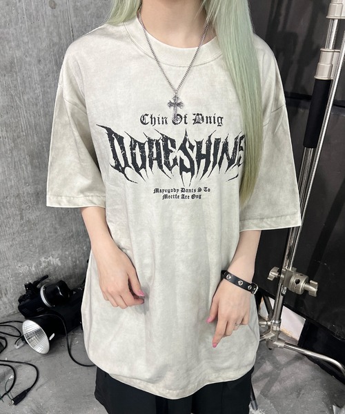 tシャツ ダーティ加工メタルロゴビッグT レディース メンズ