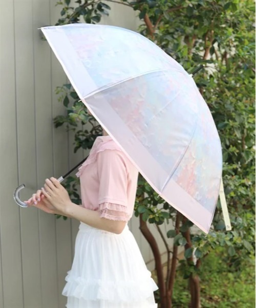 ♡ 45rpm 傘　♡ axes femme 傘 水彩グラデ柄半透明長傘 レディース : ZOZOTOWN