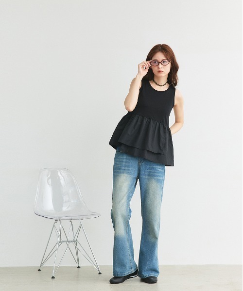 LCDC アシンメトリー グレー タンクトップ カップ付アシンメトリーデザインタンクトップ | ur's（ユアーズ）