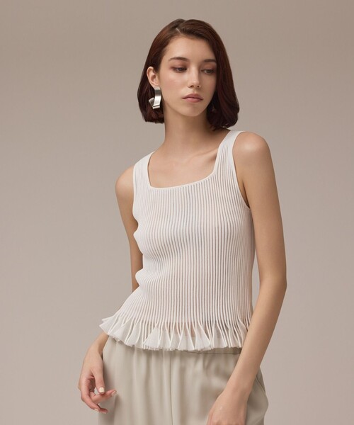 GRACE CONTINENTAL（グレースコンチネンタル） シアーフリルニット