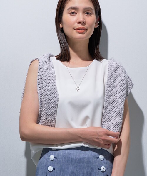 tシャツ 「接触冷感／UVケア／SETUP可能」エアリージョーゼット ノースリーブトップス レディース
