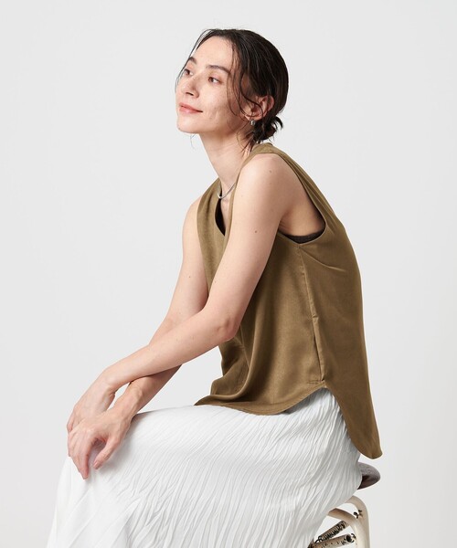 「BEAUTY&YOUTH UNITED ARROWS」 ノースリーブトップス S モカ レディース BEAUTY＆YOUTH UNITED ARROWS tシャツ ポリエステル スエード