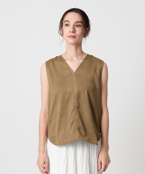 「BEAUTY&YOUTH UNITED ARROWS」 ノースリーブトップス S モカ レディース BEAUTY＆YOUTH UNITED ARROWS tシャツ ポリエステル スエード