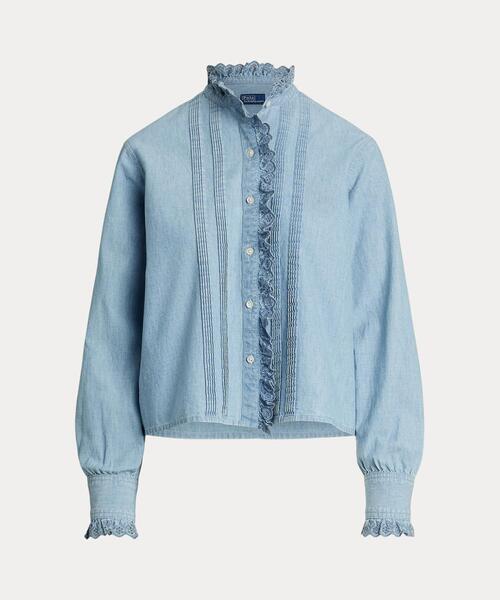 POLO RALPH LAUREN ブラウス シャツ フリルトリム シャンブレー