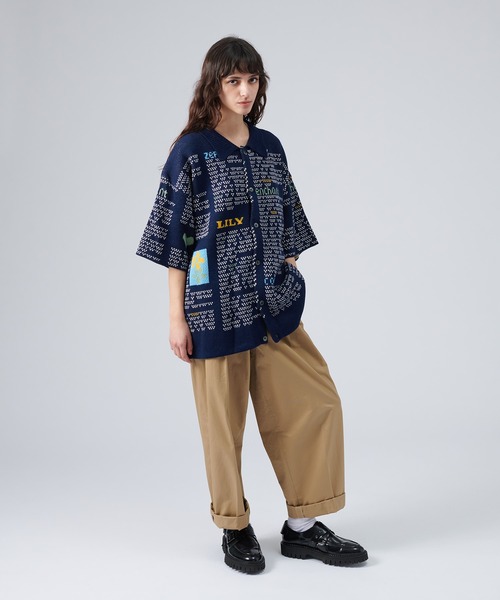 「ONCILY」 ニットカーディガン SMALL ネイビー メンズ_画像4