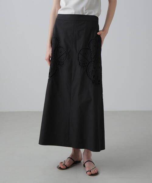 24SS アドーア ADORE チンツナイロンスカート 38 ブラック ADORE（アドーア） スカート シェルカットワークスカート : ZOZOTOWN