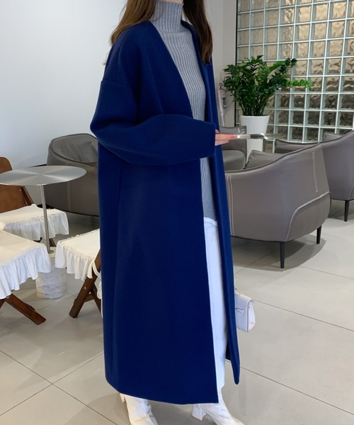 「ABITOKYO」 ノーカラーコート FREE グリーン レディース_画像3