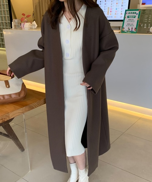 「ABITOKYO」 ノーカラーコート FREE グリーン レディース_画像4