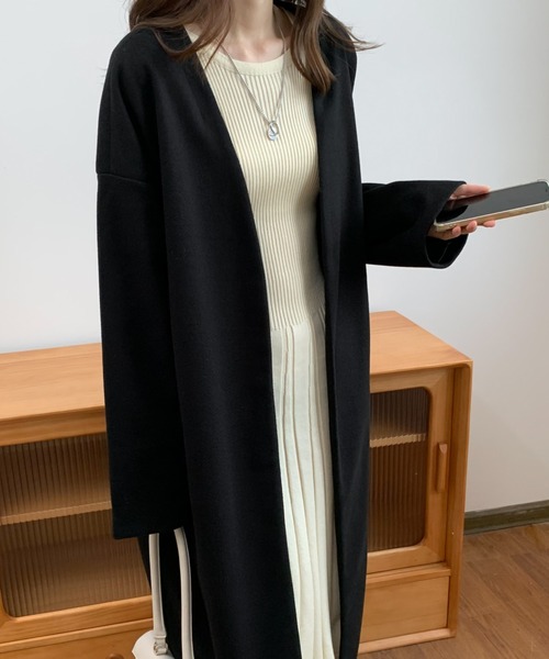 「ABITOKYO」 ノーカラーコート FREE グリーン レディース_画像9