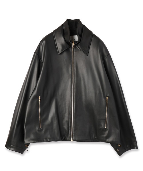 （最終価格）CULLNI ノーカラージャケット 黒 合皮　24ss  サイズ2 最終価格）CULLNI ノーカラージャケット 黒 合皮 24ss サイズ2