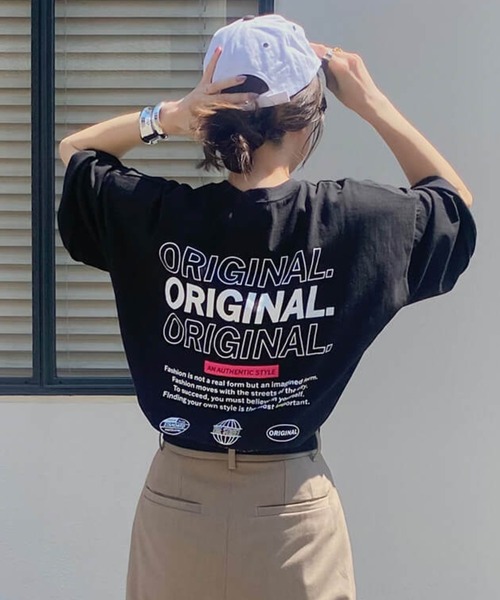 tシャツ バックロゴプリントオーバーTシャツ(kiharu select) / ロゴT バックロゴ オーバーサイズTシャツ 半袖 ビックシルエット ロ I-SOOK tシャツ バックロゴプリントオーバーTシャツ(kiharu