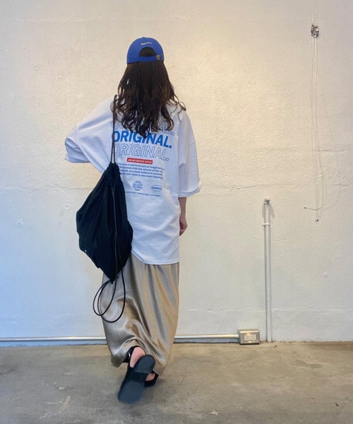 I-SOOK tシャツ バックロゴプリントオーバーTシャツ(kiharu