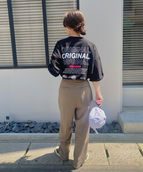 tシャツ バックロゴプリントオーバーTシャツ(kiharu select) / ロゴT バックロゴ オーバーサイズTシャツ 半袖 ビックシルエット ロ I-SOOK tシャツ バックロゴプリントオーバーTシャツ(kiharu
