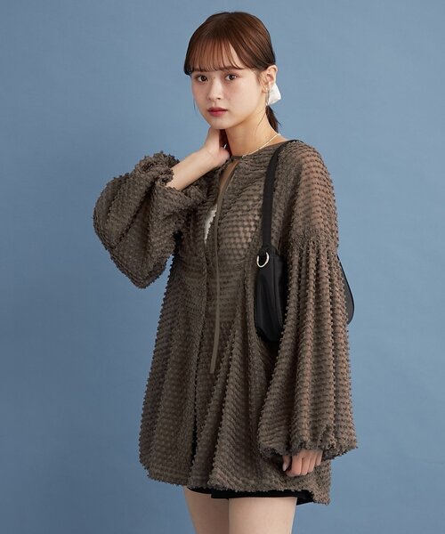 mystic ブラウス シャツ フリンジシェイプチュニック レディース