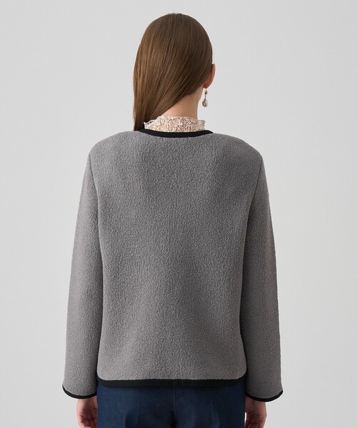 ANAYI ウールウークレブルゾン カーディガン グレー 36 ANAYI（アナイ） カーディガン ウールブークレブルゾン カーディガン