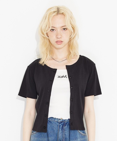 X-girl カーディガン ブラック X-girl（エックスガール） カーディガン M ブラック レディース