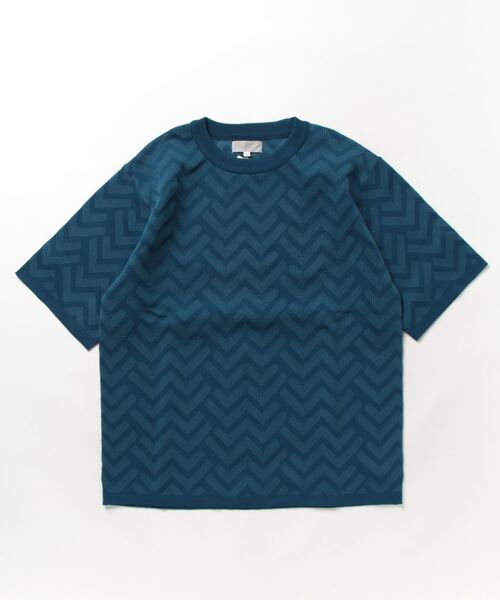 「ABAHOUSE GRAY」 半袖ニット 46 ブルー メンズ_画像2