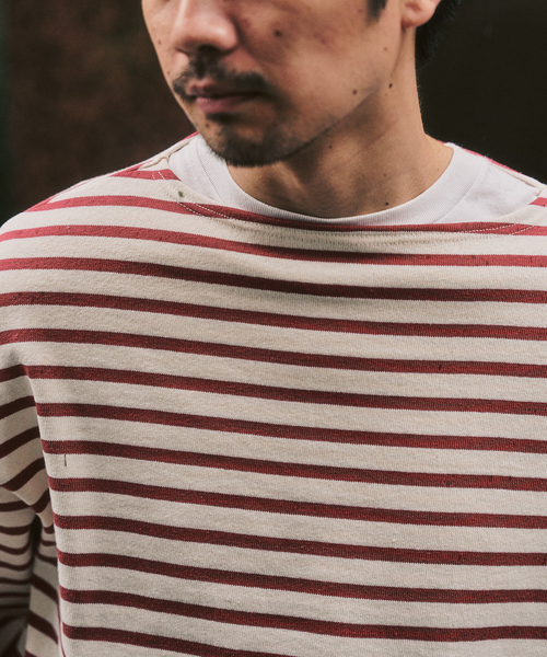 セントジェームス ウェッソンルーズ 白×ピンク T4 国内正規品 ウェッソン “ボーダー”［生成り/ネオンピンク]：セントジェームス