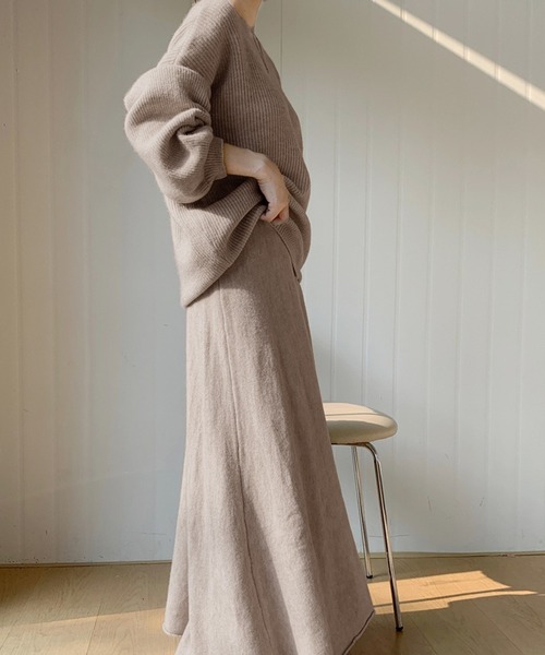 セットアップ ボートネックドロップショルダーニット＆ニットロング