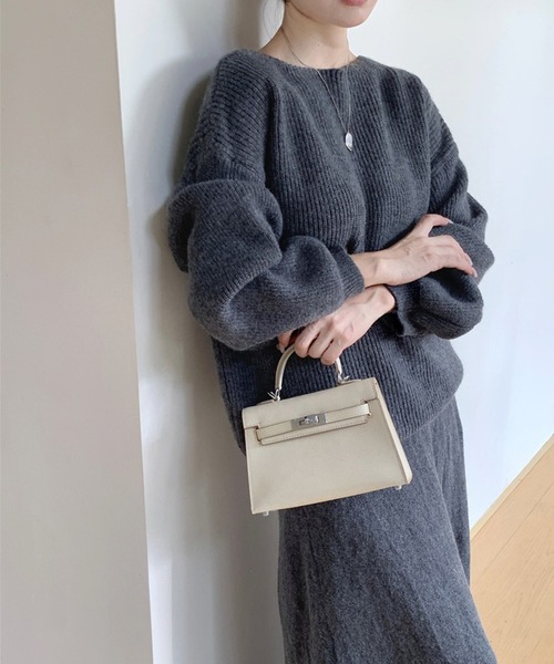 セットアップ ボートネックドロップショルダーニット＆ニットロング