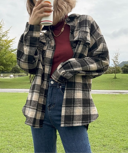 Cura Closet ブラウス シャツ 「hada_meguuu select」チェック柄シャツ