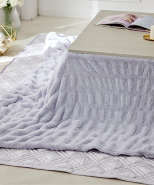 ベッド 寝具 くしゅくしゅラビットファー調こたつ掛け布団│長方形 235×185cm「フルーエ/大人可愛い」_8
