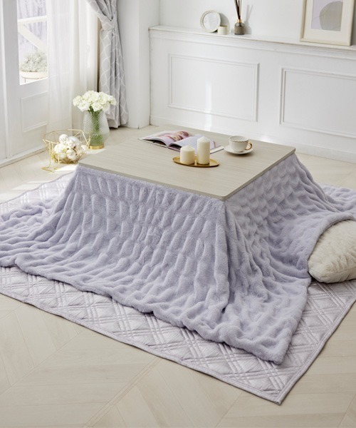 ベッド 寝具 くしゅくしゅラビットファー調こたつ掛け布団│長方形 235×185cm「フルーエ/大人可愛い」_7