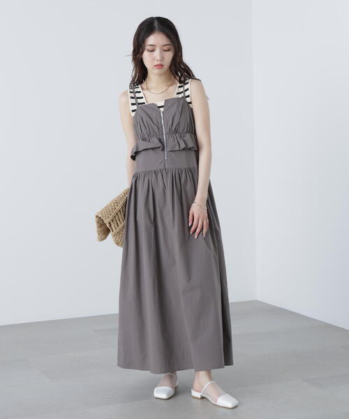 「FREE'S MART」 キャミソールワンピース MEDIUM ベージュ レディース_画像5