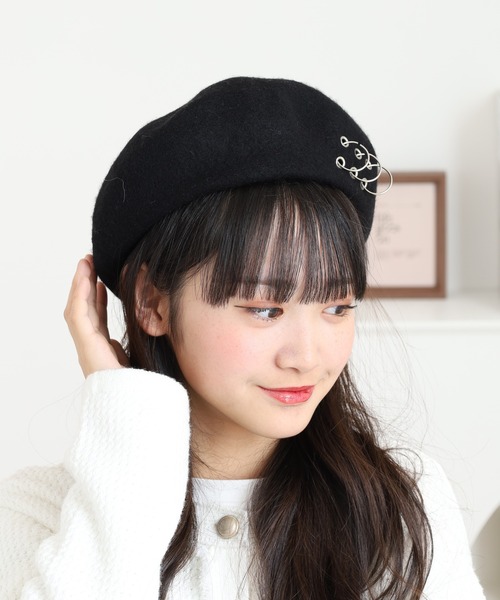 ブラックウールベレー帽 Fabulous（ファビュラス） 帽子 ベレー帽 リングウールベレー メンズ
