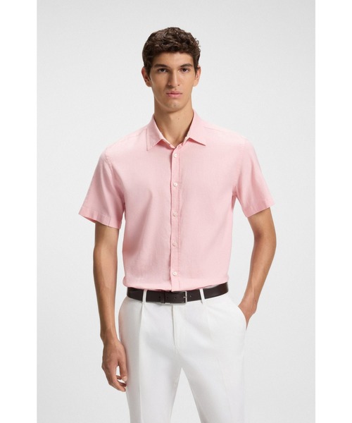 BOSS（HUGO BOSS） シャツ 半袖 スリムフィットシャツ ストレッチ