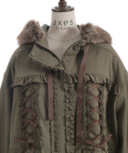 axes femme（アクシーズ ファム） モッズコート コート 編上×フリル