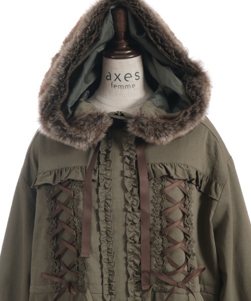 axes femme（アクシーズ ファム） モッズコート コート 編上×フリル