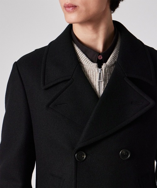 美品 Paul Smith LONDON ピーコート L ウールカシミヤ 黒 美品✨ PS PaulSmith ウールカシミヤ混 ダブルブレスト ピーコート