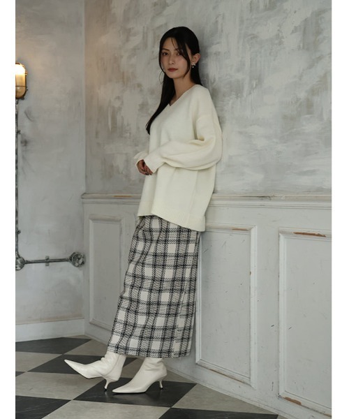 fifth（フィフス） スカート チェック柄バックスリットナロースカート