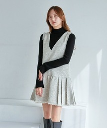 SNIDEL（スナイデル） ワンピース Vネックツイードジャンスカ