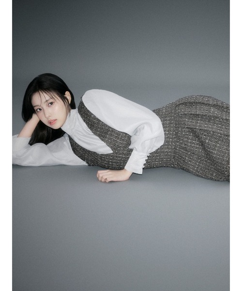 SNIDEL（スナイデル） ワンピース Vネックツイードジャンスカ