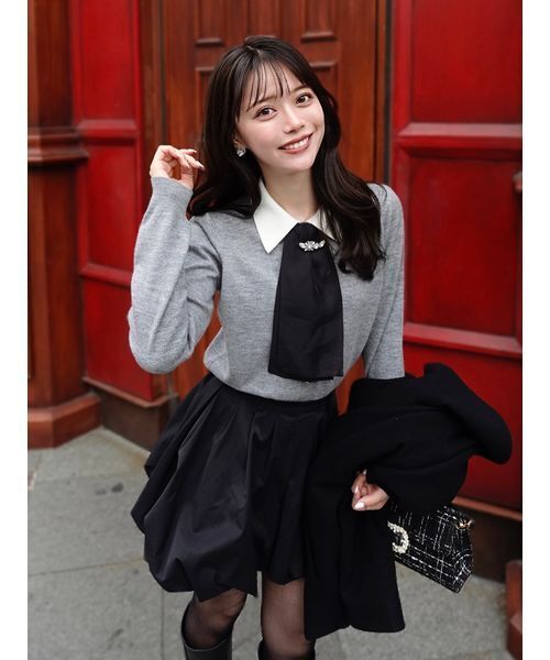 SNIDEL（スナイデル） カーディガン タイ付きビジューカーディガン