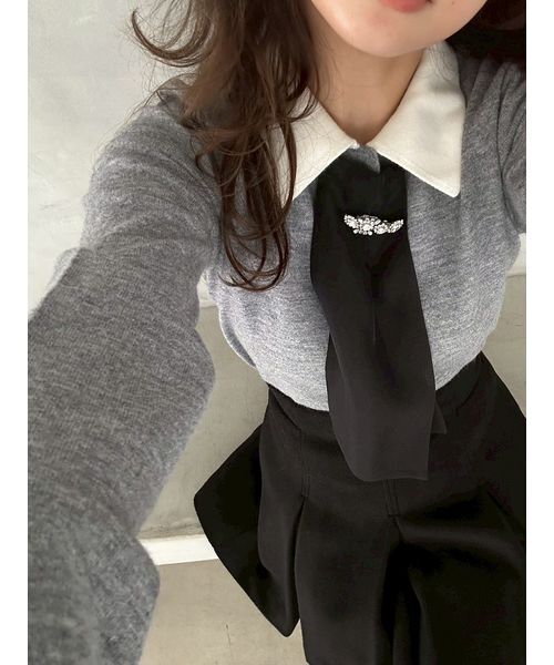 SNIDEL（スナイデル） カーディガン タイ付きビジューカーディガン