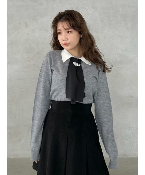 SNIDEL（スナイデル） カーディガン タイ付きビジューカーディガン