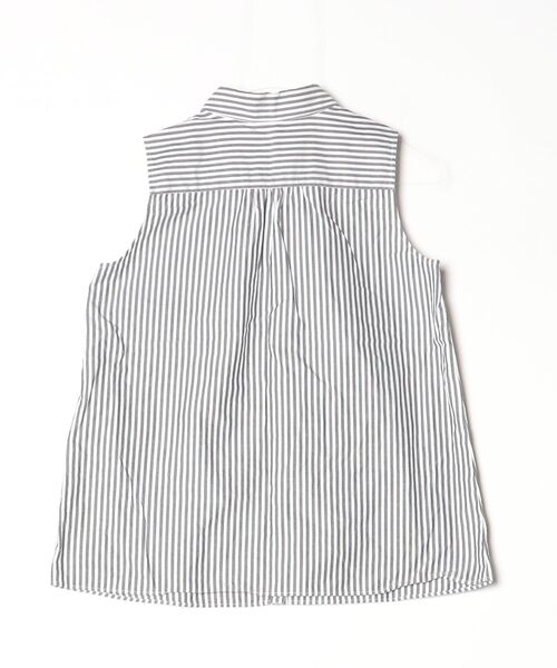 「BURBERRY BLUE LABEL」 ストライプ柄ノースリーブシャツ 38 グレー レディース_画像2