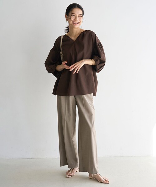 「UNFILO」 半袖ブラウス LARGE ブラック レディース_画像3