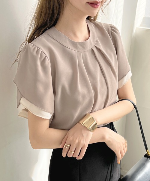 「Futier land」 半袖ブラウス LARGE ネイビー レディース_画像6