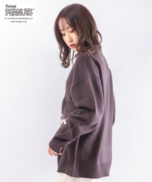 「PEANUTS」 長袖ニット LL ベージュ レディース_画像3