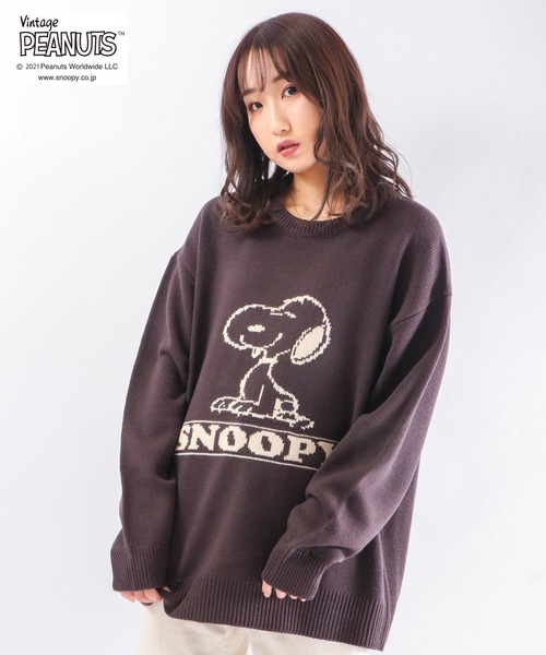 「PEANUTS」 長袖ニット LL ベージュ レディース_画像5