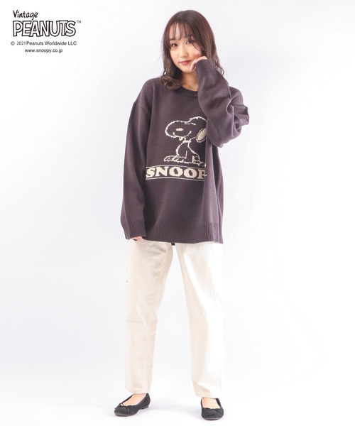 「PEANUTS」 長袖ニット LL ベージュ レディース_画像6