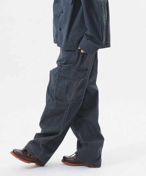 A18807 美品 BEAMS+ MIL6Pインディゴリップストップカーゴ S BEAMS BOY（ビームス ボーイ） ワイドパンツ カーゴパンツ 「5/7値下げ