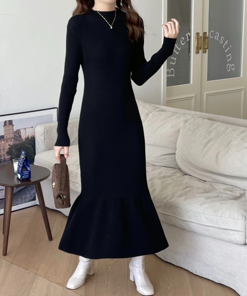 「emi+」 ニットワンピース FREE カーキ レディース_画像5