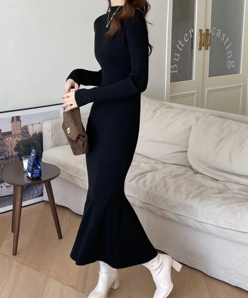 「emi+」 ニットワンピース FREE カーキ レディース_画像6